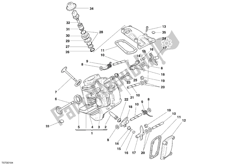 Toutes les pièces pour le Culasse Horizontale du Ducati Monster S2R 800 2006